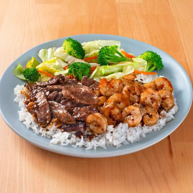 Beef and Shrimp Teriyaki.
