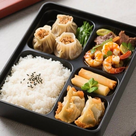 Beef and Shrimp Bento.