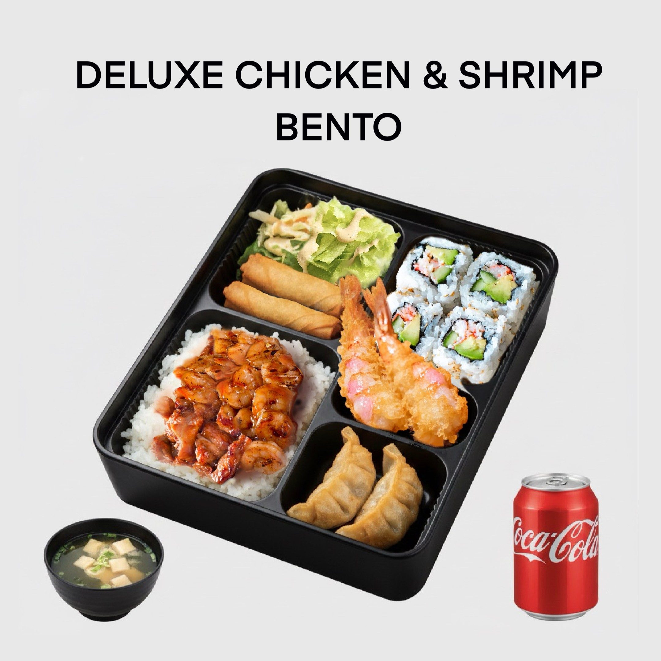 Chicken and Shrimp Deluxe Bento.