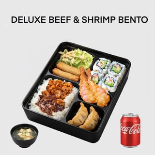 Beef and Shrimp Deluxe Bento